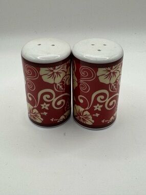 Red Floral Ceramic Salt and Pepper Shakers (Pair)